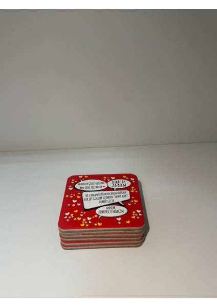 Dekoratif Bardak Altlığı 6'lı Anne fırsatları