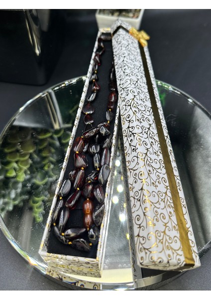 Hediye Kutulu Damla Kehribar Kolye | Vişne Rengi 60 cm | Hakiki ve Doğal Enerji Taşı fiyatları