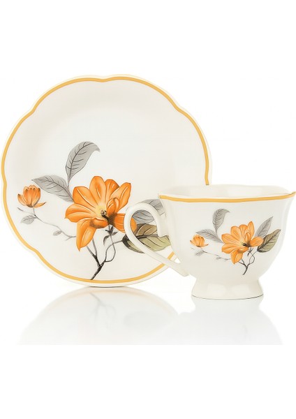 Çiçek Desenli 90 ml Kahve Fincanı Takımı