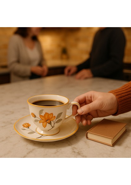 Çiçek Desenli 90 ml Kahve Fincanı Takımı modelleri