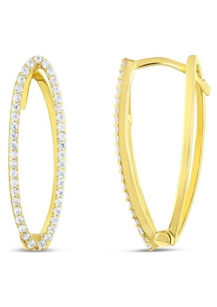 14 Ayar Taşlı Tasarım Tiny Altın Küpe