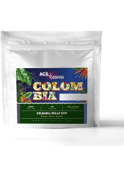 Colombia Decaf SWP - Bitkisel, Kakao ve Karamel Aromalı Filtre Kahve 250gr