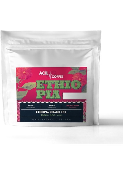 Ethiopia Sidamo Gr 1 - Çikolata, Şeftali ve Limon Aromalı Filtre Kahve 1000gr