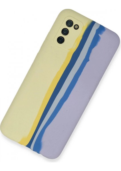 Samsung Galaxy A03S Kılıf Ebruli Lansman Silikon - Sarı-Lila fiyatları