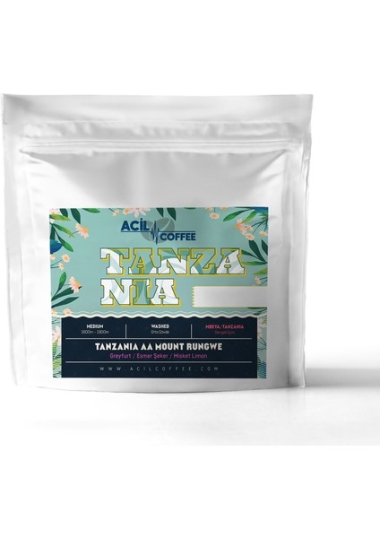 Tanzania AA Mount Rungwe - Greyfurt, Bitter Çikolata ve Esmer Şeker Aromalı Filtre Kahve 250gr