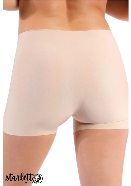 Kadın Siyah / Ten Rengi Dikişsiz Lazer Kesim 2'li Paket Extra Rahat Boxer