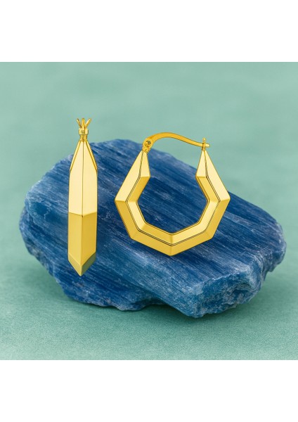 14K Altın Geometrik Halka Küpe modelleri