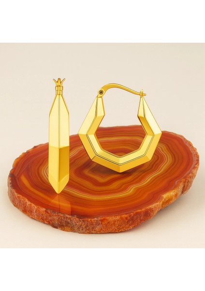 14K Altın Geometrik Halka Küpe indirimleri