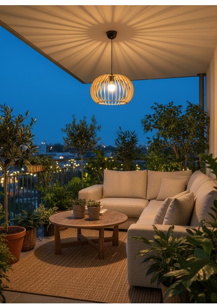 Tekli Ahşap Oval Sarkıt Avize 40X40X25 modelleri