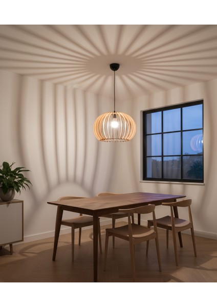 Tekli Ahşap Oval Sarkıt Avize 40X40X25 fırsatları