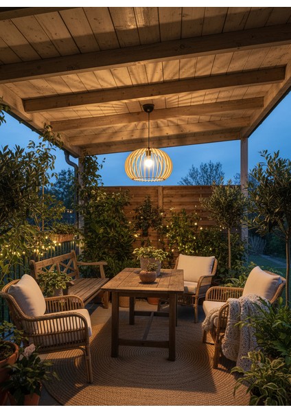 Tekli Ahşap Oval Sarkıt Avize 40X40X25 indirimleri