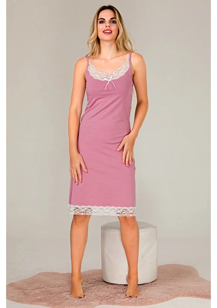 Lady Dantel Detaylı Lila Gecelik