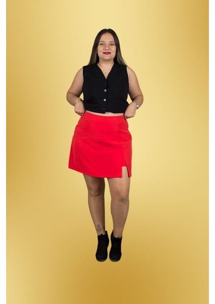 Büyük Beden Kırmızı Şort Etek Şortlu Modern ve Şık modelleri