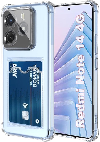 Xiaomi Redmi Note 14 4g Uyumlu Kılıf Kartlık Bölmeli Arkası Şeffaf Soft Dayanıklı Kılıf Kapak