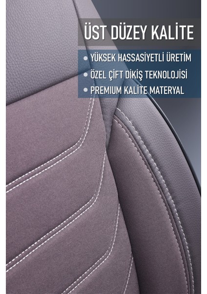 Opel Vectra C Deri Detaylı Oto Koltuk Kılıfı Ön Arka Set Karbon Serisi Füme Scr