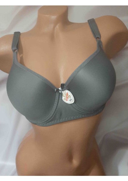 Koyu Gri Renginde Desteksiz Balenli Rahat Kullanışlı Kadın Sütyen Pamuk Polyester ve Elastan Içerir modelleri