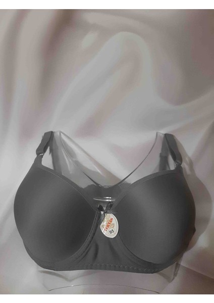 Koyu Gri Renginde Desteksiz Balenli Rahat Kullanışlı Kadın Sütyen Pamuk Polyester ve Elastan Içerir indirimleri