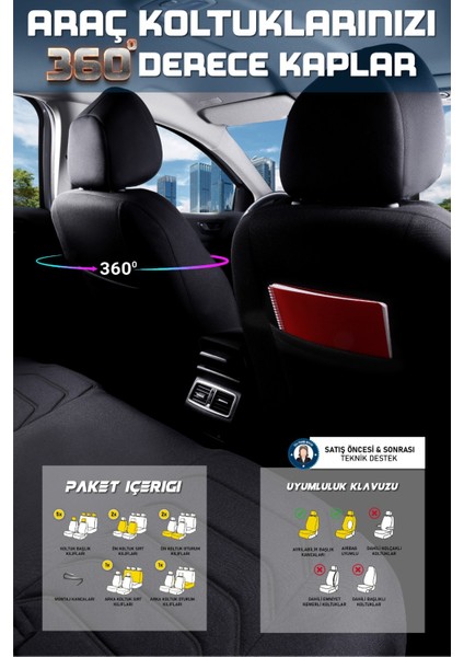 Fiat Fullback Deri Detaylı Oto Koltuk Kılıfı Ön Arka Set Karbon Serisi Siyah Scr