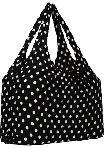 Büyük Boy Genişleyen Puantiyeli Siyah Alışveriş Çantası fiyatları