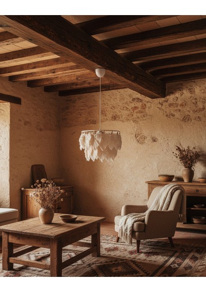 Bohem Yapraklı Makrome Avize - EKRU/30X25 fiyatları