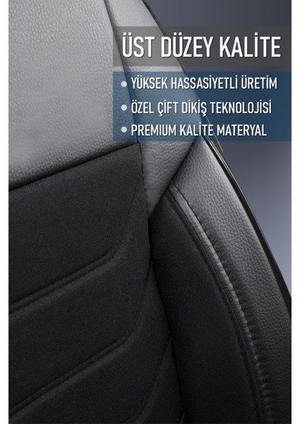 Fiat Bravo Deri Detaylı Oto Koltuk Kılıfı Ön Arka Set Karbon Serisi Siyah Beyaz Scr