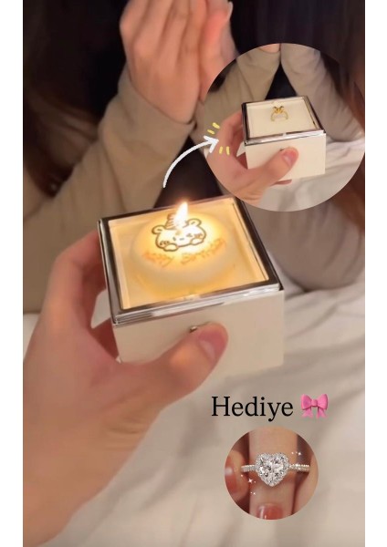 Muma Üfleyince Dönen Yüzük Kalp Hediye Kutusu Doğum Günü Hediyesi Sevgililer Günü Hediyesi