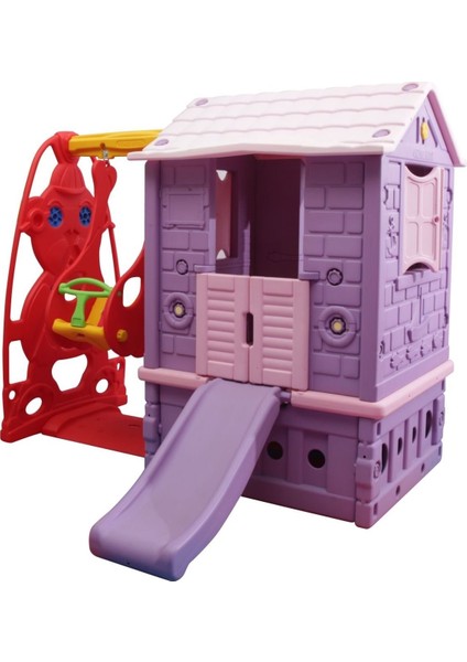 İki Kapılı Oyun Evi – Kaydıraklı ve Salıncaklı Büyük Çocuk Aktivite Seti, 24+ Ay