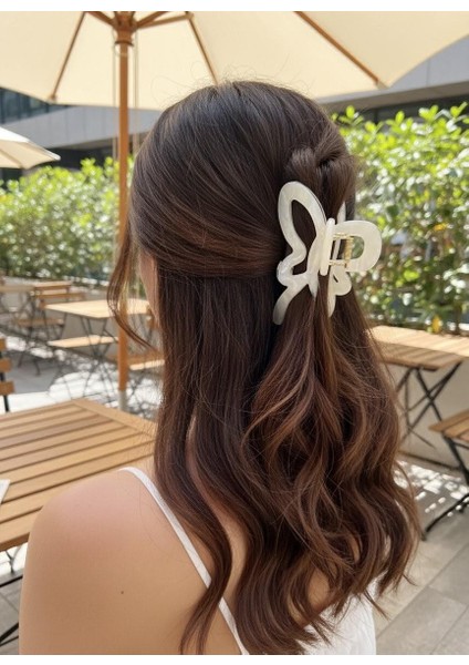 Kadın Kelebek Şekilli Soft Şeffaf Akrilik Pembe Mandal Toka