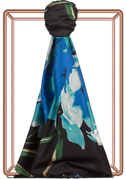 Kır Gülü Desenli Ipek Şal