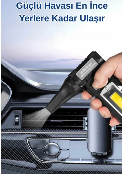 Şarjlı Işıklı Araç Kurutucu Mangal Üfleme Yaprak Temizleme Mini Turbo Jet Fanı F020 indirimleri