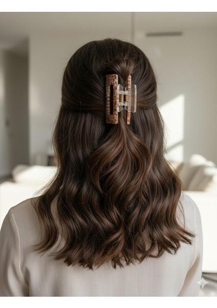 Kadın Leopar Desenli Akrilik Mandal Toka