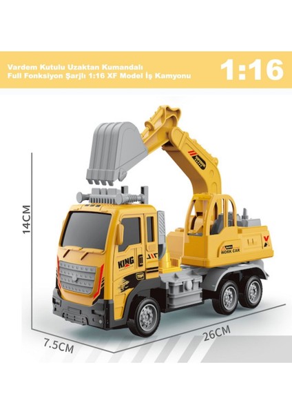 Uzaktan Kumandalı Full Fonksiyon Şarjlı 1:16 Inşaat Iş Makinesi Kepçeli Kamyon 26 cm modelleri