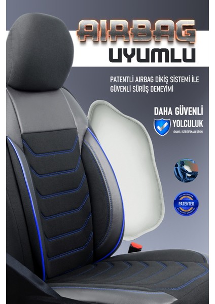 Fiat Bravo Deri Detaylı Oto Koltuk Kılıfı Ön Arka Set Karbon Serisi Siyah Mavi Scr indirimleri