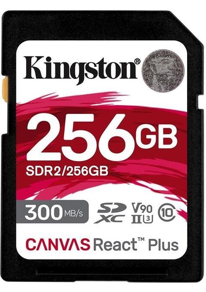 Kingston SDR2-256GB Canvas React Plus Sdxc Uhs-Iı 300R-260W U3 V90 For Full Hd-4k-8k Hafıza Kartı