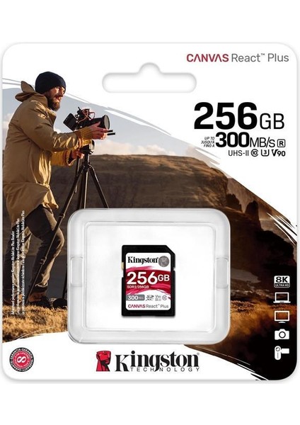 Kingston SDR2-256GB Canvas React Plus Sdxc Uhs-Iı 300R-260W U3 V90 For Full Hd-4k-8k Hafıza Kartı fiyatları