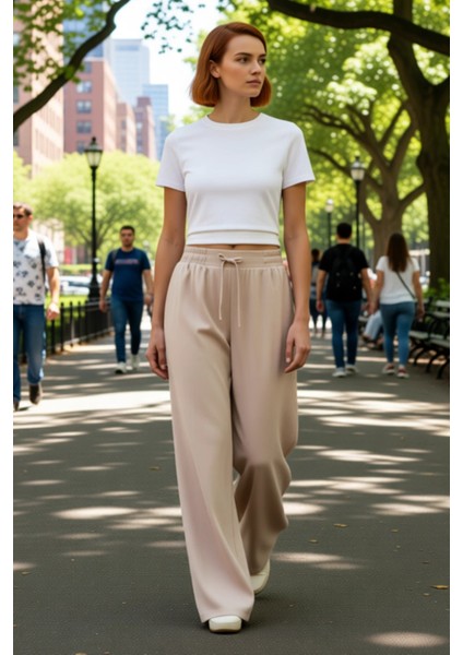 Kadın Düz Dokuma Geniş Paça Pantolon Fonksiyonel Dayanıklı Kaliteli Konforlu Estetik Rahat fiyatları