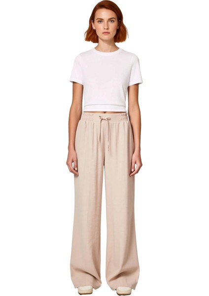 Kadın Düz Dokuma Geniş Paça Pantolon Fonksiyonel Dayanıklı Kaliteli Konforlu Estetik Rahat fırsatları