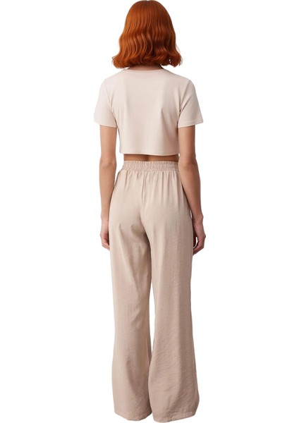 Kadın Düz Dokuma Geniş Paça Pantolon Fonksiyonel Dayanıklı Kaliteli Konforlu Estetik Rahat indirimleri