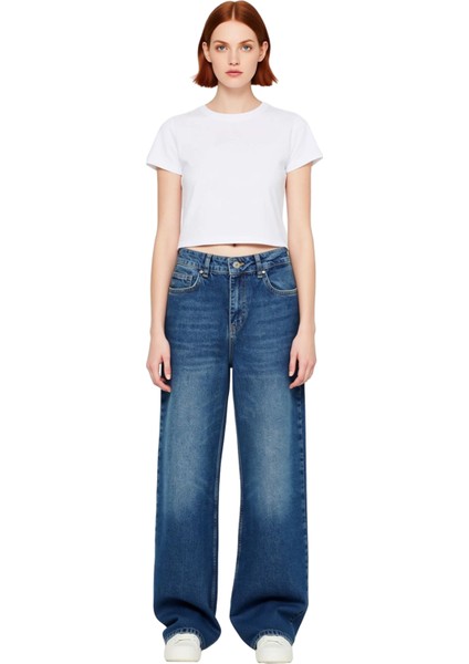 Kadın Geniş Paça Comfort Denim Pantolon Fonksiyonel Dayanıklı Kaliteli Konforlu Estetik Şık fırsatları