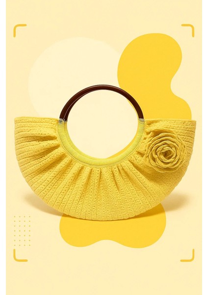 Yarım Ay Desen Kağıt Ip Tığ Işi El Örgüsü Çanta fiyatları