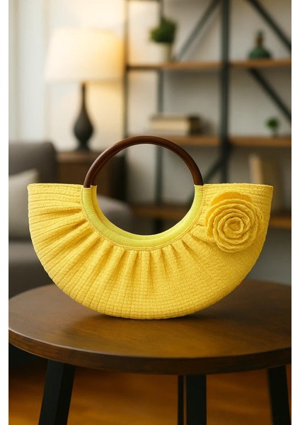 Yarım Ay Desen Kağıt Ip Tığ Işi El Örgüsü Çanta modelleri