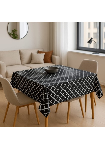 Duck Keten Siyah Klasik Desenli Masa Örtüsü – Leke Tutmaz, Dayanıklı Kumaş fiyatları