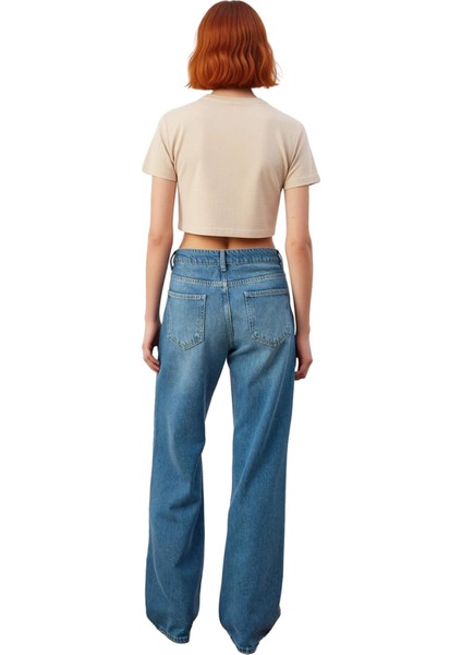 Kadın Wide Leg Denim Pantolon Yüksek Bel Fonksiyonel Dayanıklı Kaliteli Konforlu Estetik Şık fiyatları