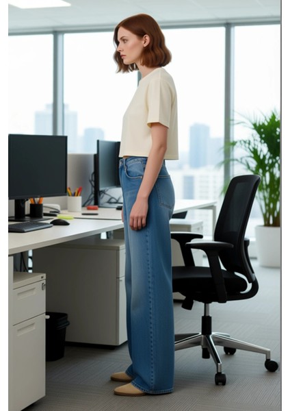 Kadın Wide Leg Denim Pantolon Yüksek Bel Fonksiyonel Dayanıklı Kaliteli Konforlu Estetik Şık modelleri