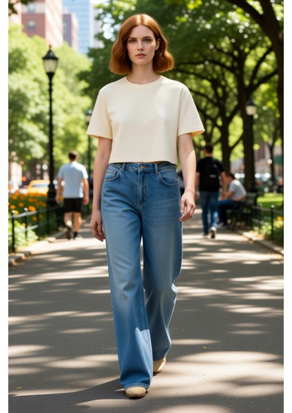 Kadın Wide Leg Denim Pantolon Yüksek Bel Fonksiyonel Dayanıklı Kaliteli Konforlu Estetik Şık fırsatları