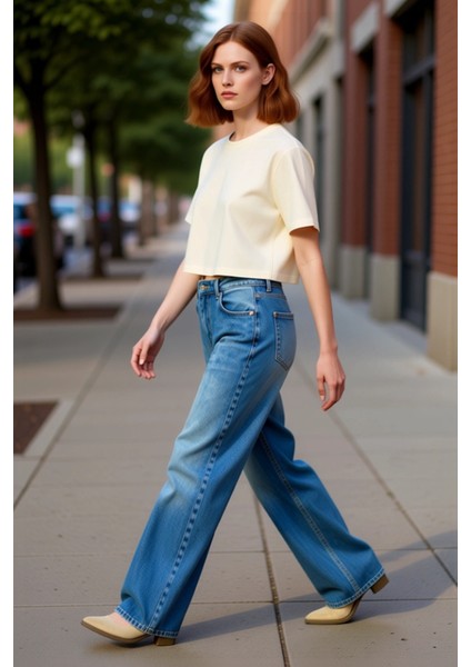 Kadın Wide Leg Denim Pantolon Yüksek Bel Fonksiyonel Dayanıklı Kaliteli Konforlu Estetik Şık indirimleri