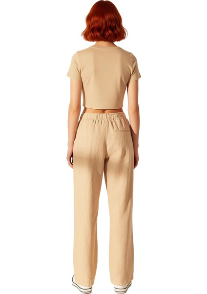 Kadın Yüksek Bel Bol Kesim Keten Pantolon Fonksiyonel Dayanıklı Kaliteli Konforlu Estetik Şık fiyatları