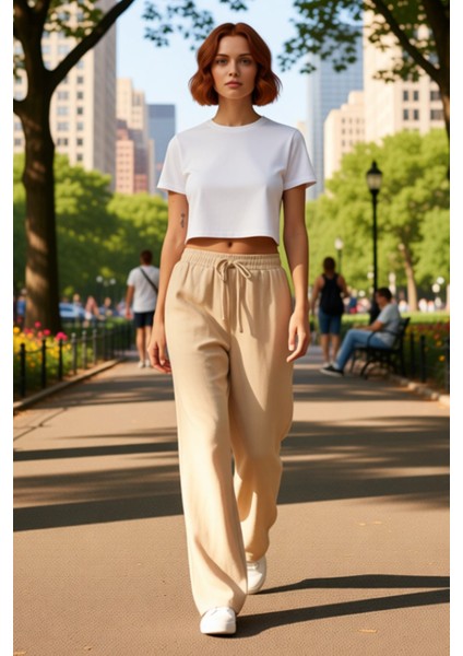 Kadın Yüksek Bel Bol Kesim Keten Pantolon Fonksiyonel Dayanıklı Kaliteli Konforlu Estetik Şık fırsatları