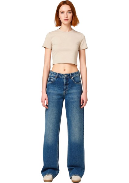 Kadın Yüksek Bel Wide Leg Denim Pantolon Fonksiyonel Dayanıklı Kaliteli Konforlu Estetik Şık fırsatları