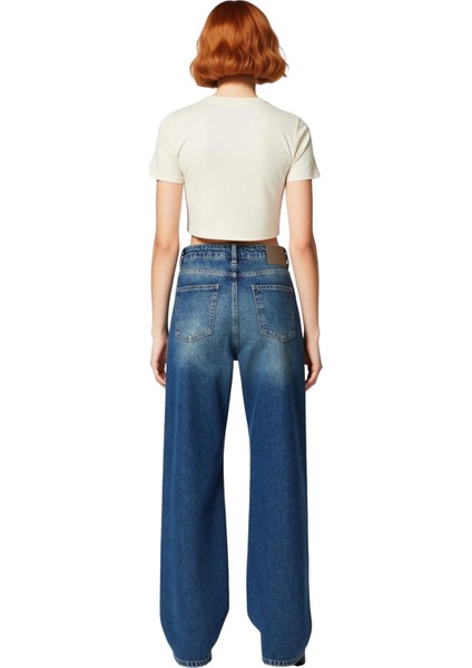 Kadın Yüksek Bel Wide Leg Denim Pantolon Fonksiyonel Dayanıklı Kaliteli Konforlu Estetik Şık indirimleri